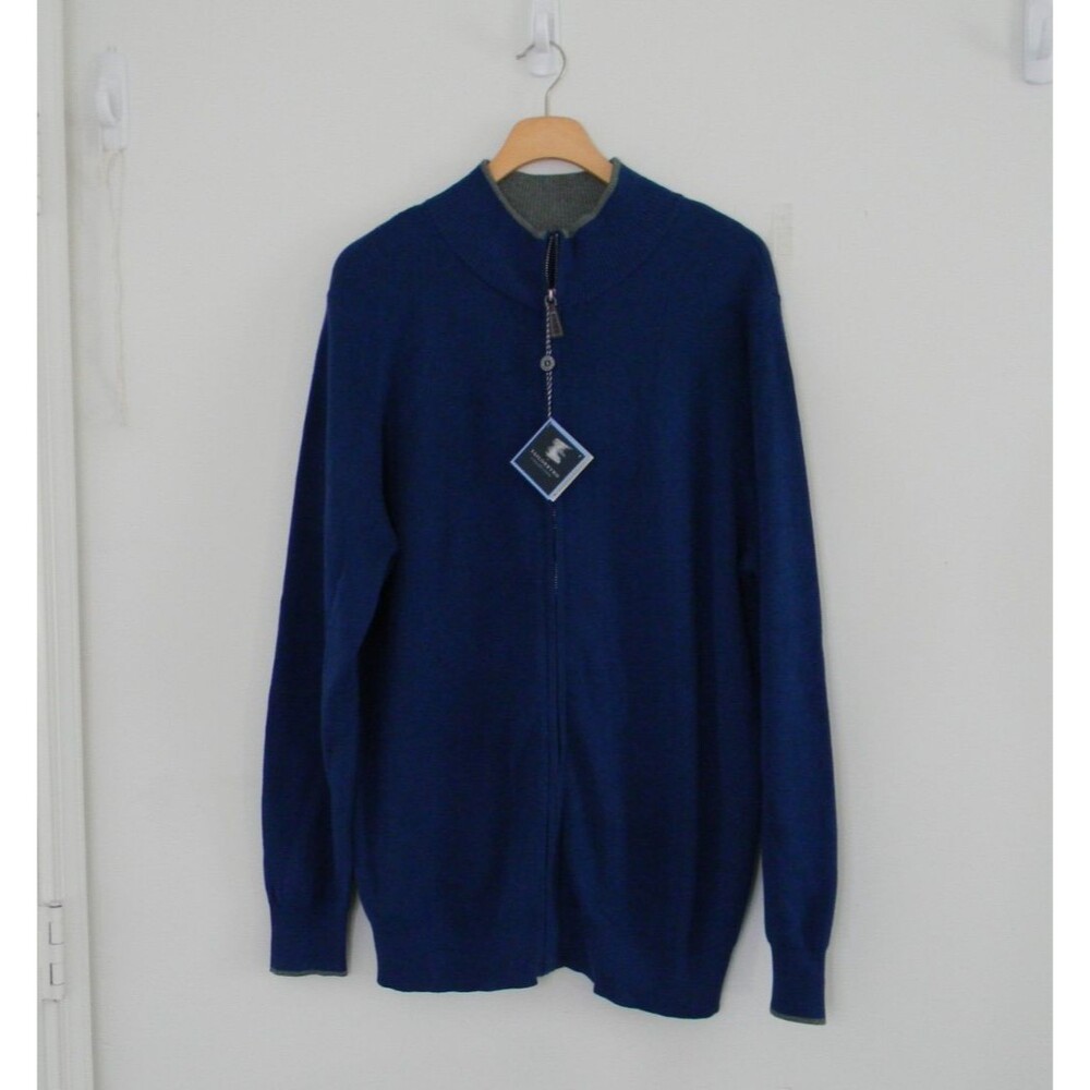 Taylorbyrd Collection Blue Full Zip Sweater Cardigan Size Large Mock Neck NWT